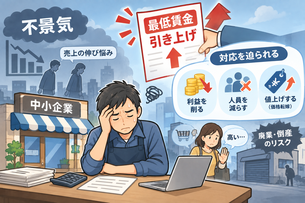 不景気の中での最低賃金引上げ